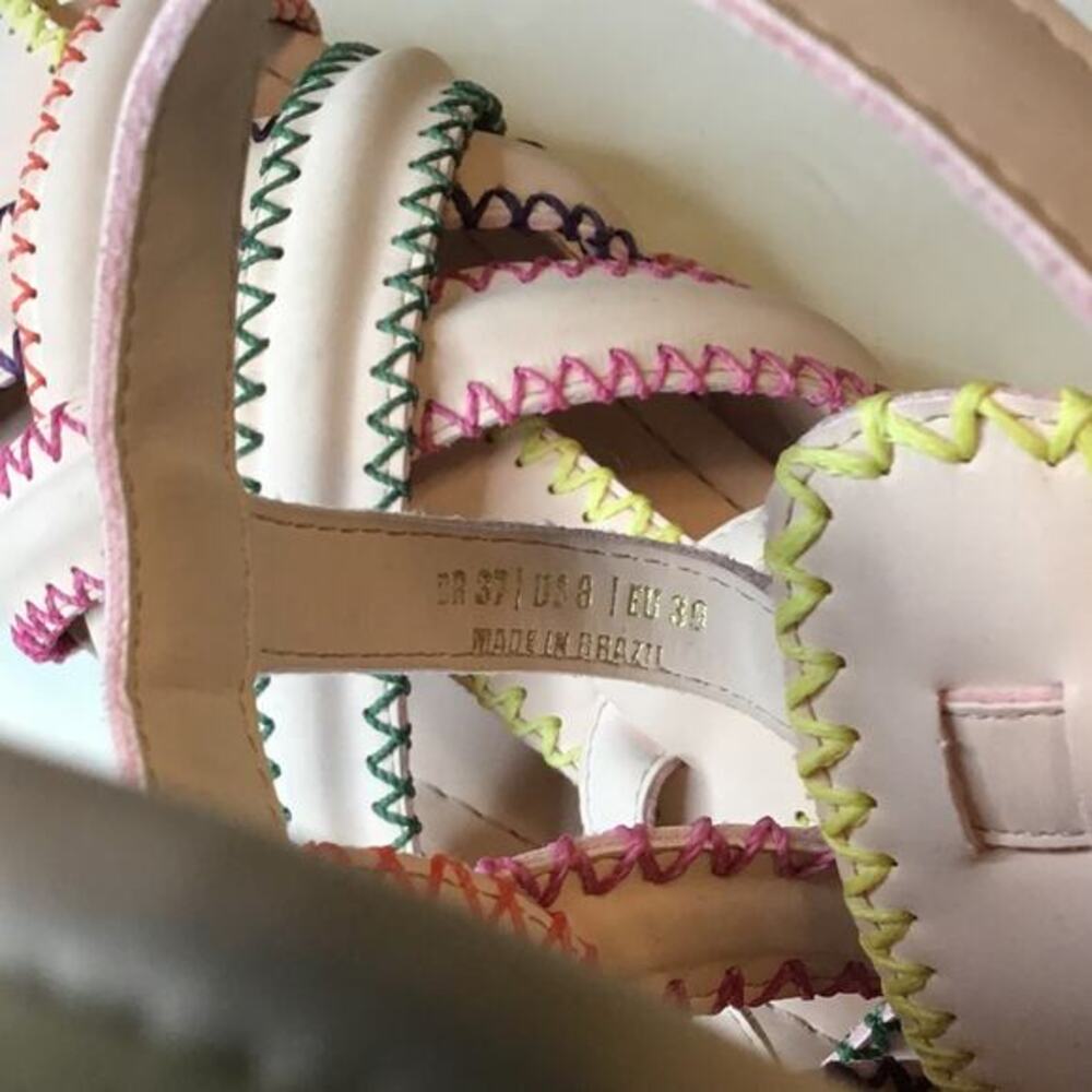FARM Rio Zigzag Stitch Sandal Rainbow Pattern Tropical Beach - Picture 2 of 6